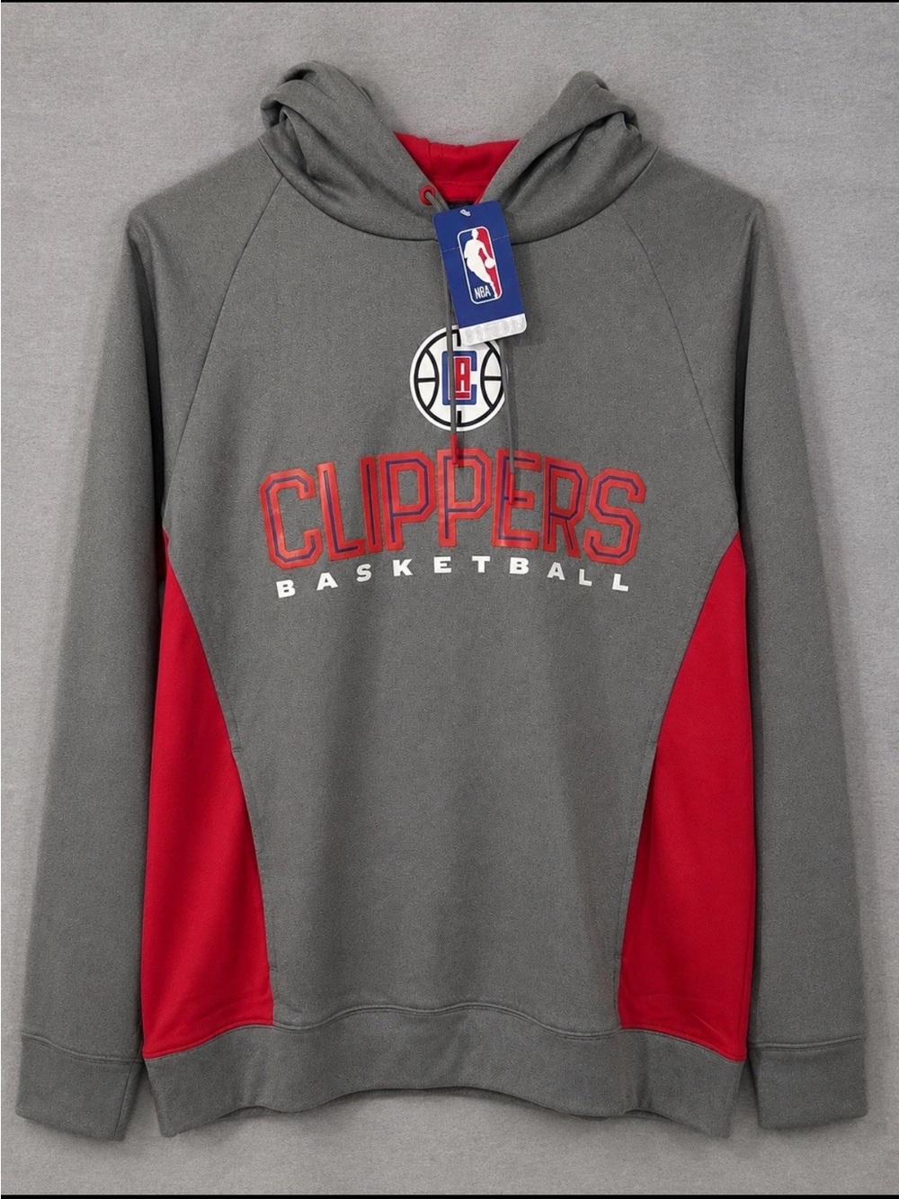 LA Clippers Hoodie Mens Large Gray Red NBA Basketball Pullover Sweatshirt NWT